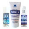 Kuvassa näkyvät Cool-X:n suosikkituotteet, jotka ovat kipuvoide, Roll-On Kylmägeeli sekä suihkutettava magnesiumspray